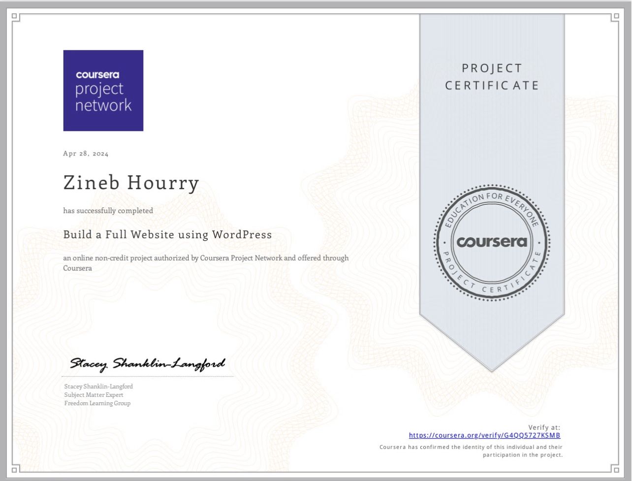 Certification WordPress Coursera